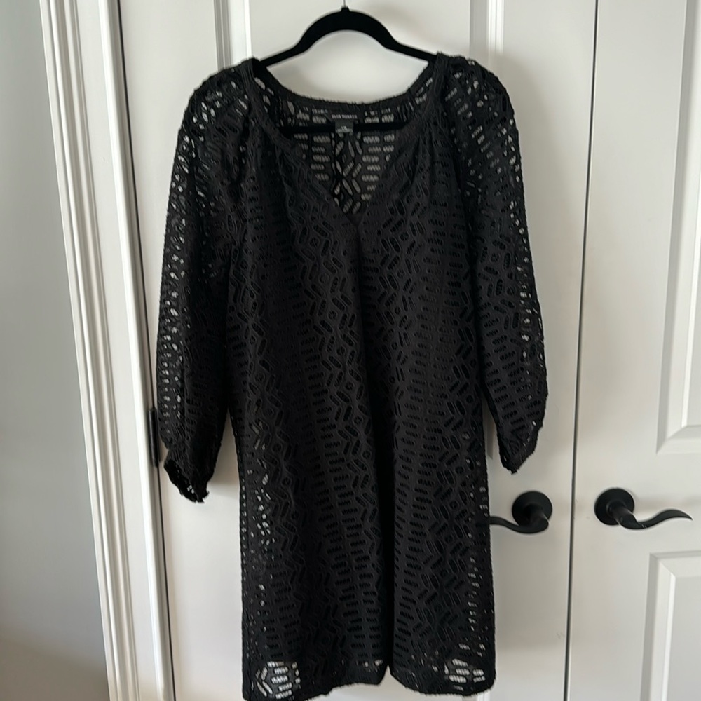Club Monaco black crochet dress, size large. Full gender lining